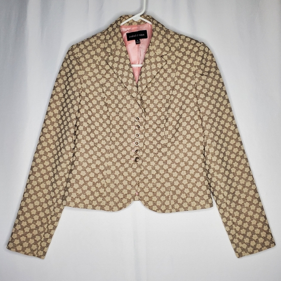 isabel & nina Jackets & Blazers - Isabel Nina Flower Blazer Jacket Womens 4 Tan Blush Button Cottagecore Feminine